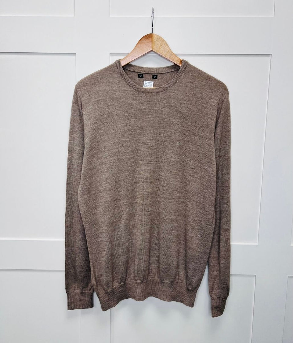 Beige Men's Merino Wool Blend Jumper