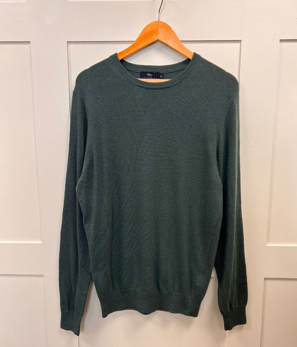 Forest Green Mens Wool Blend Crew Neck Jumper