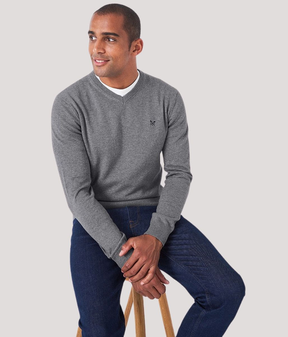 Grey Mens Cotton Logo Jumper