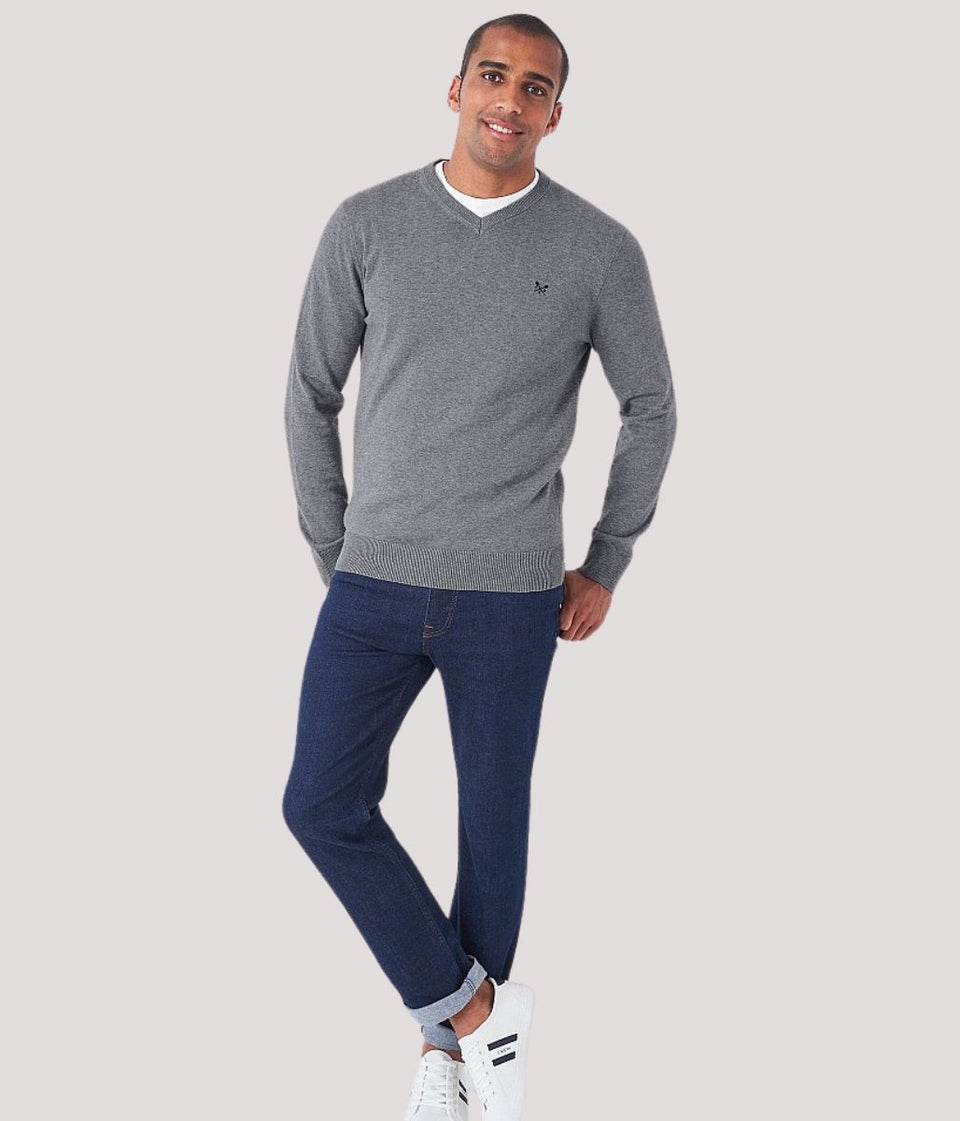 Grey Mens Cotton Logo Jumper