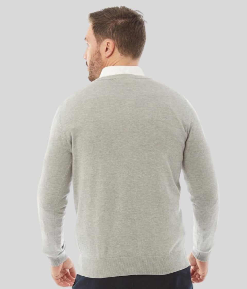 Grey Mens V Neck Logo Jumper