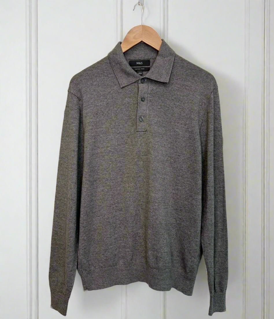 Grey Mens Polo Jumper