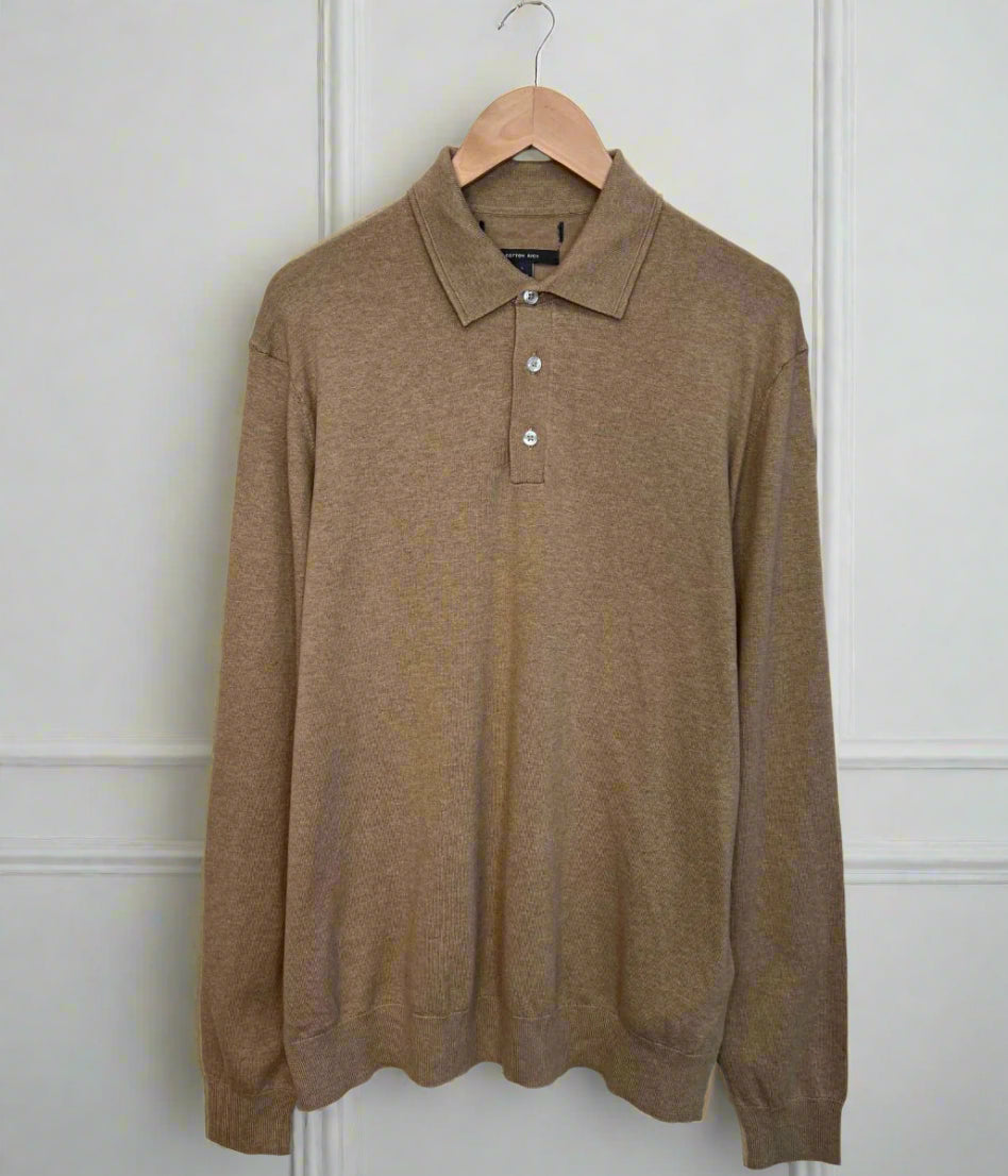 Beige Mens Polo Jumper