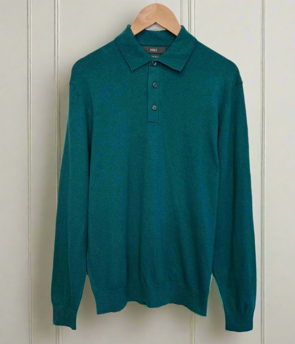 Bottle Green Mens Polo Jumper