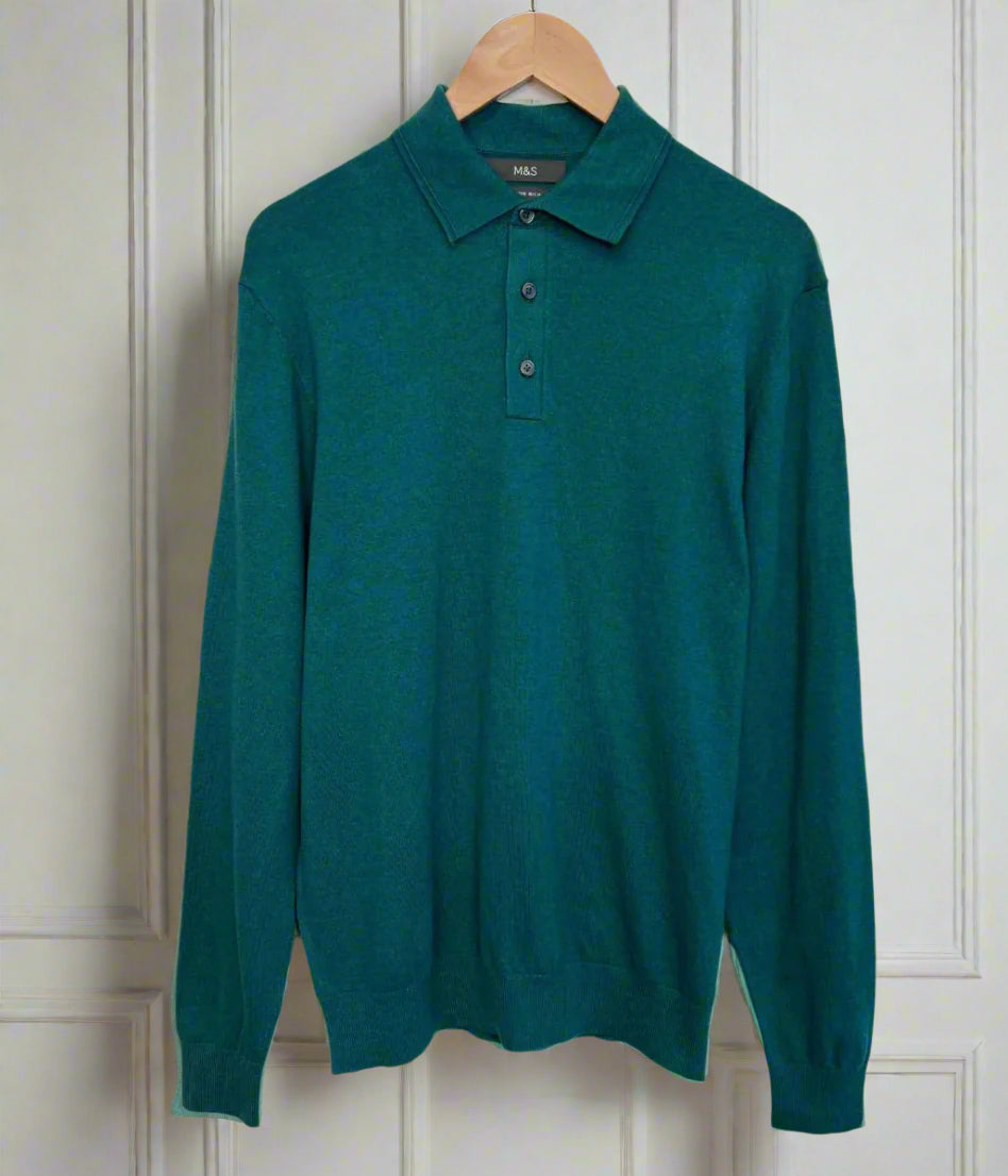 Bottle Green Mens Polo Jumper