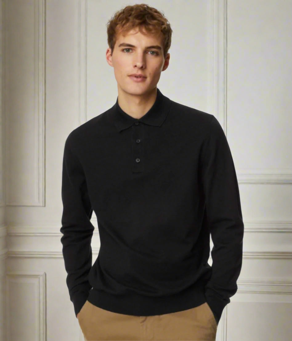 Black Mens Polo Jumper