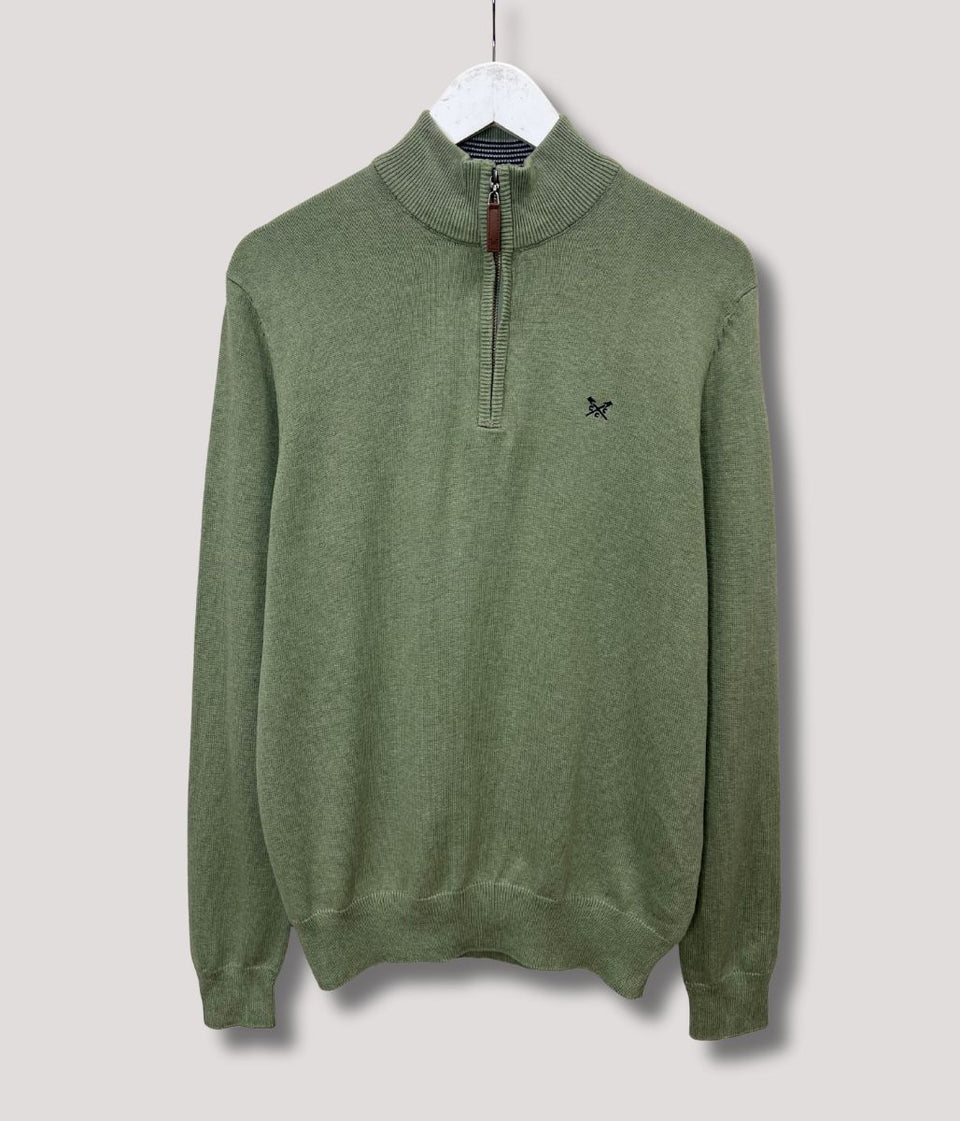 Sage Mens Cotton Half Zip Jumper