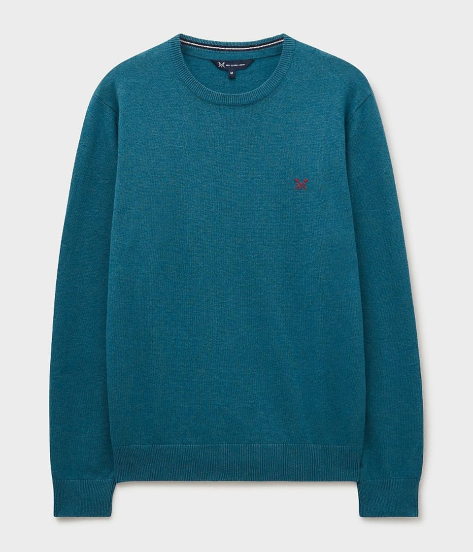 Teal Mens Cotton Crew Neck Logo Jumper