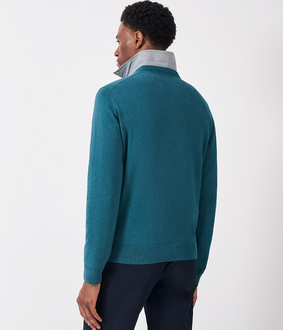 Teal Mens Cotton Crew Neck Logo Jumper