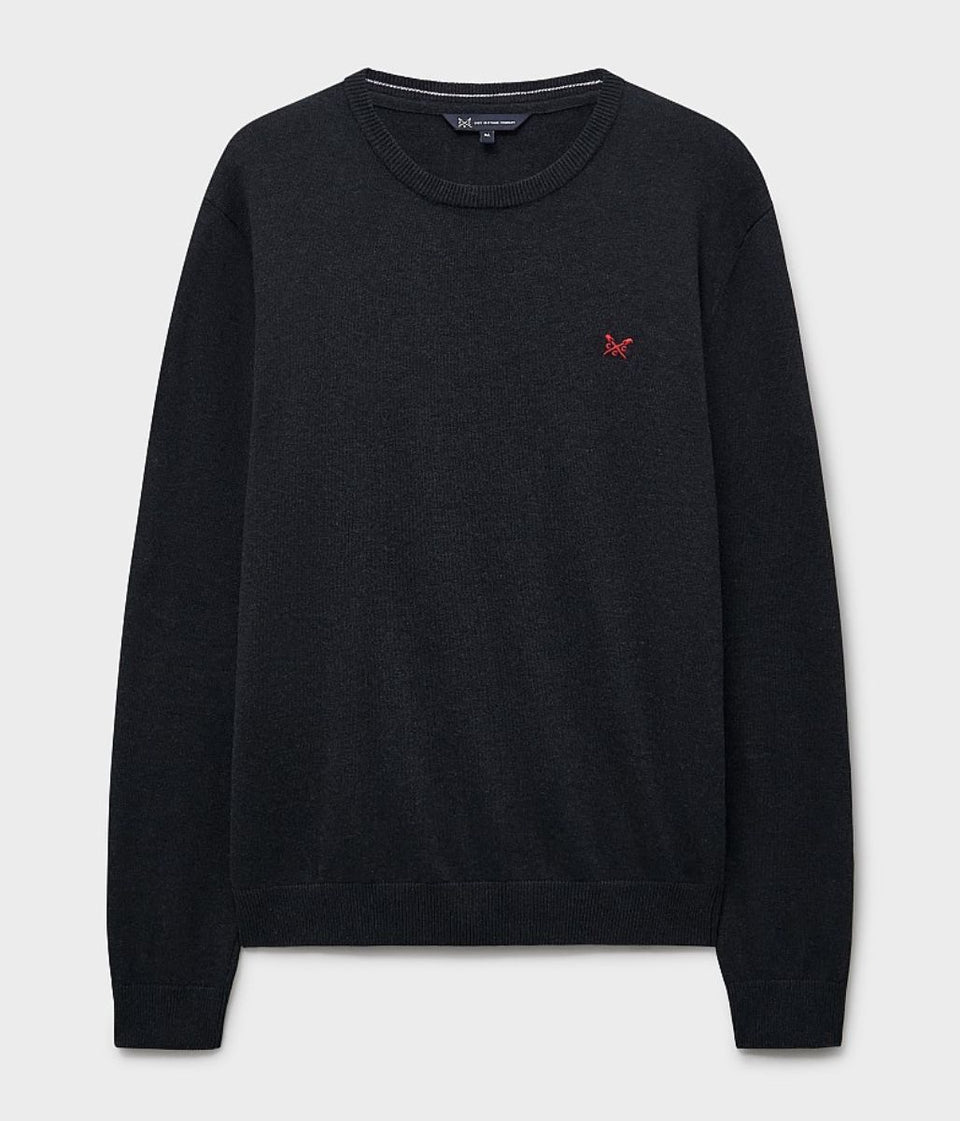 Charcoal Cotton Crew Neck Logo Jumper