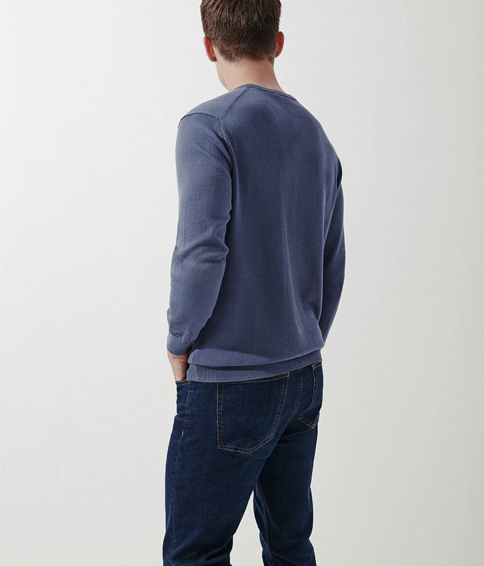 Midnight Blue Cotton Crew Neck Logo Jumper