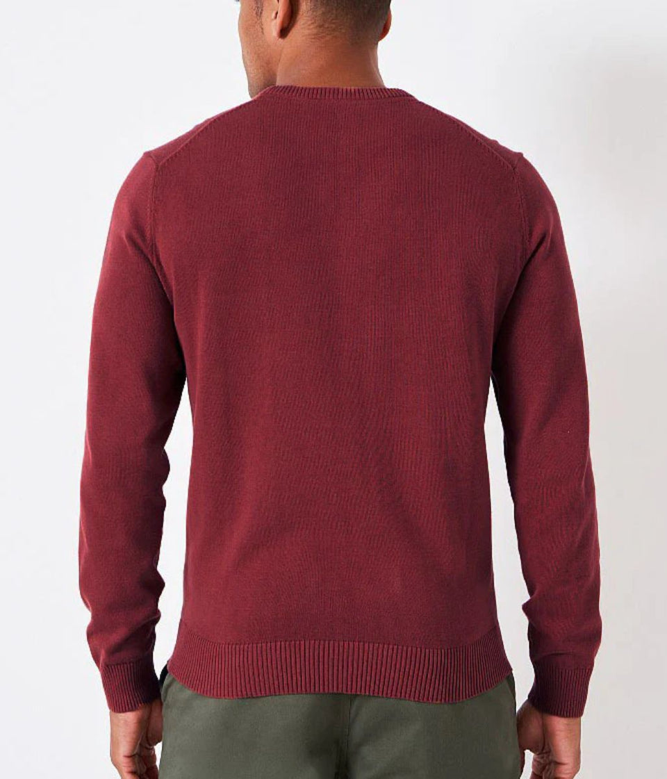Dark Pink Cotton Crew Neck Logo Jumper