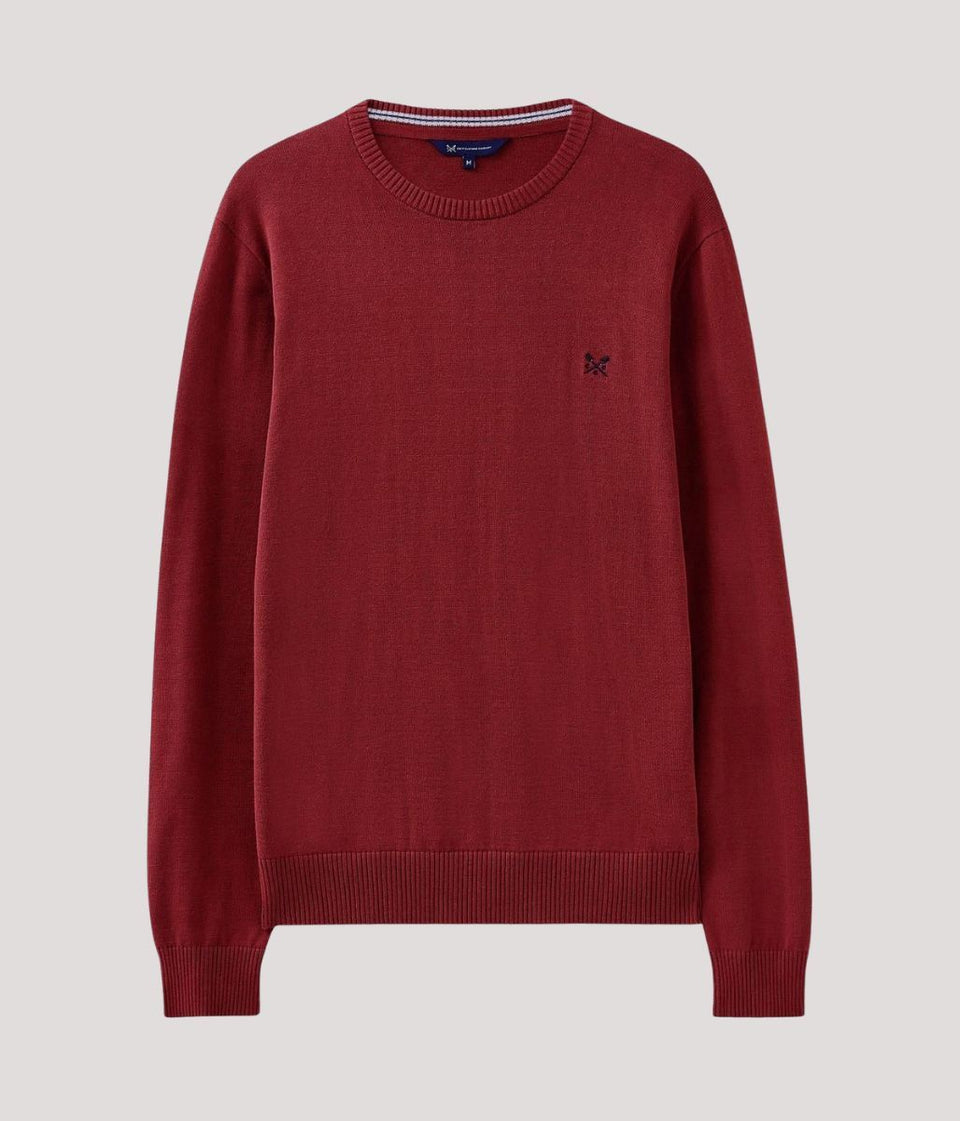 Dark Pink Cotton Crew Neck Logo Jumper