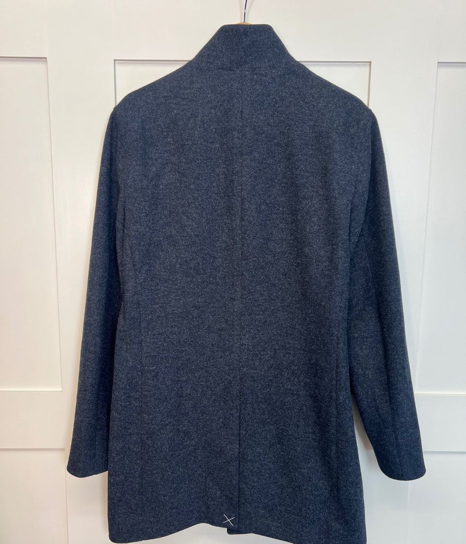 Navy Marl Mens Funnel Neck Overcoat