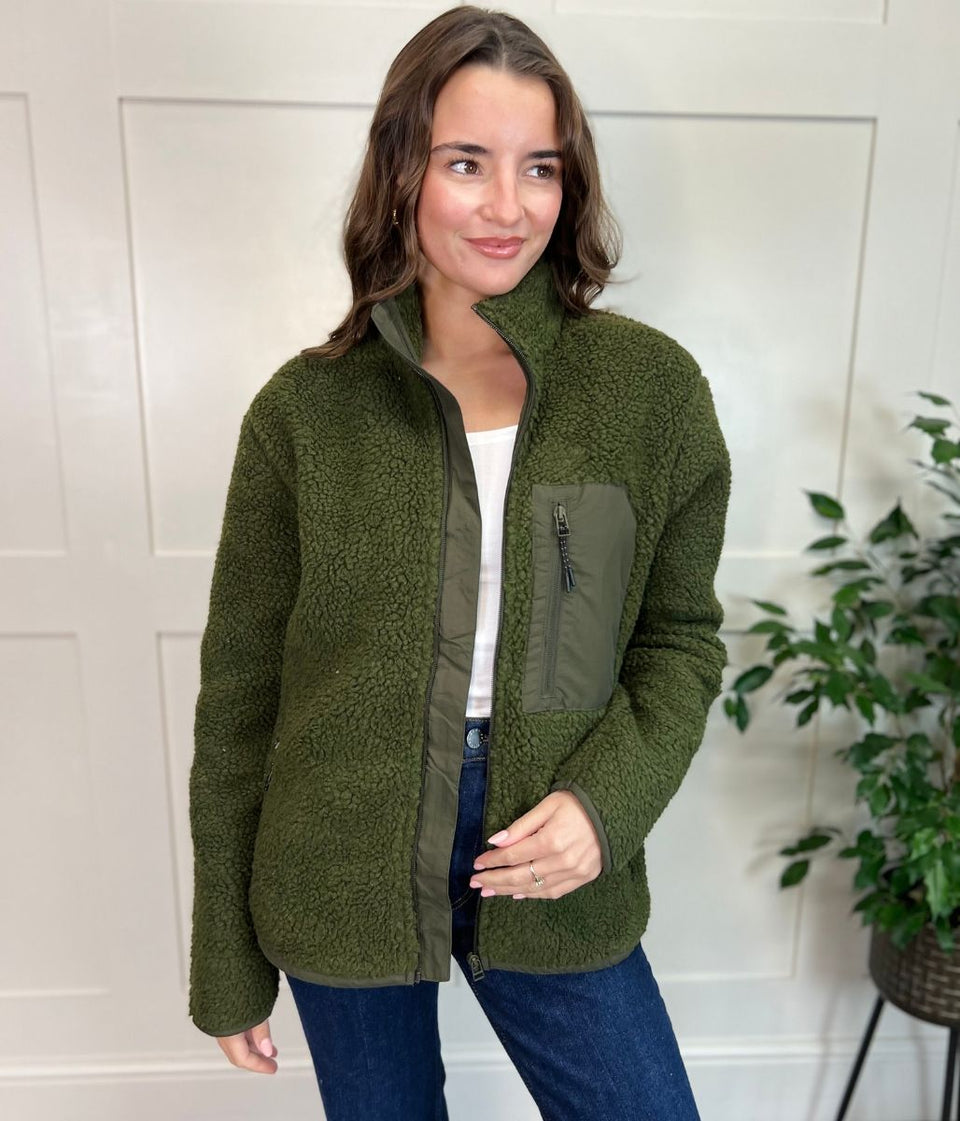 Khaki Unisex Sherpa Fleece