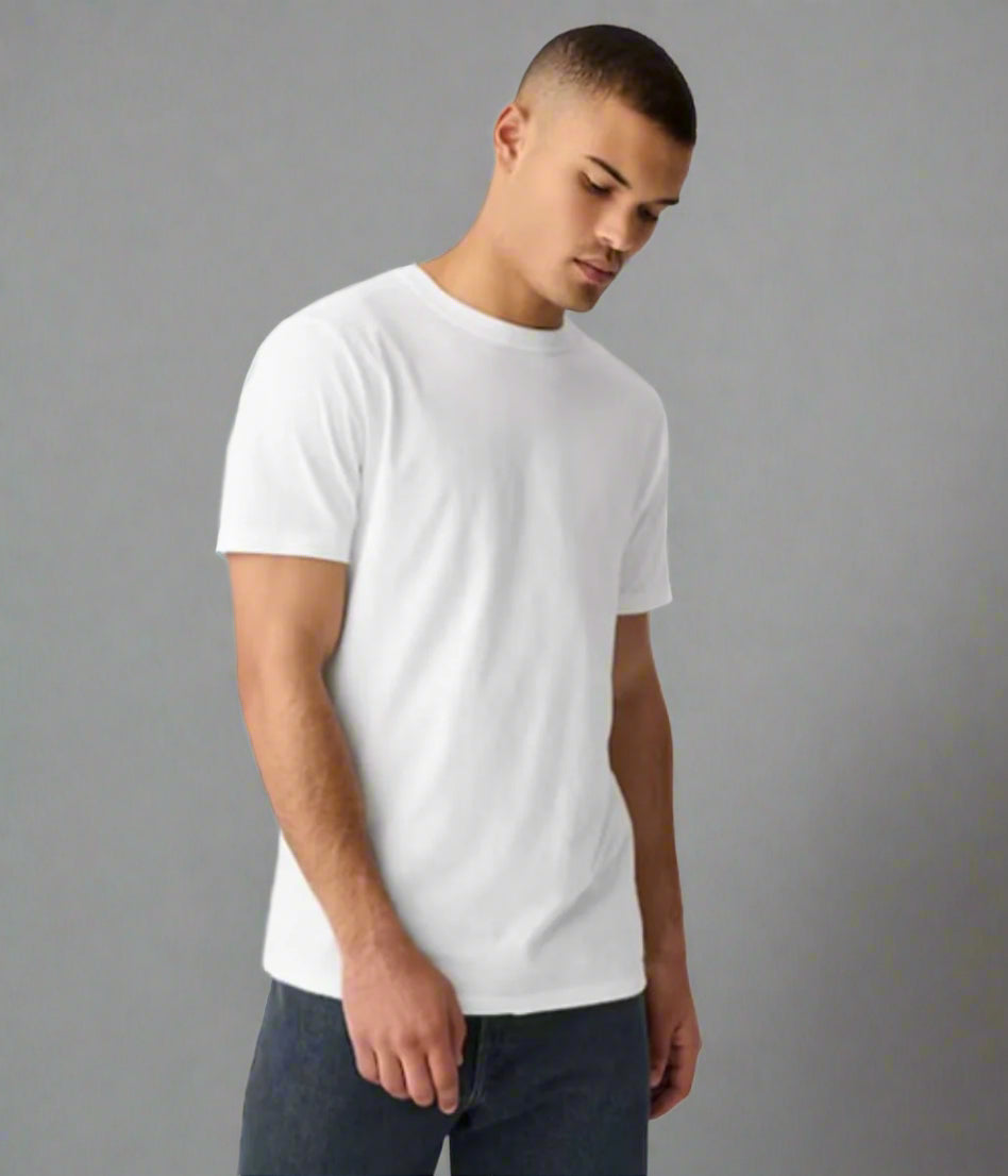 Mens White Cotton T Shirt