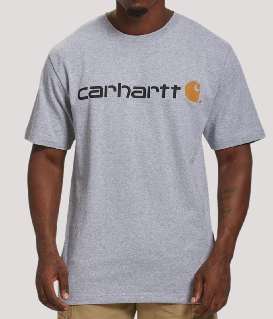 Grey Carhartt Relaxed Fit Logo Cotton T-Shirt