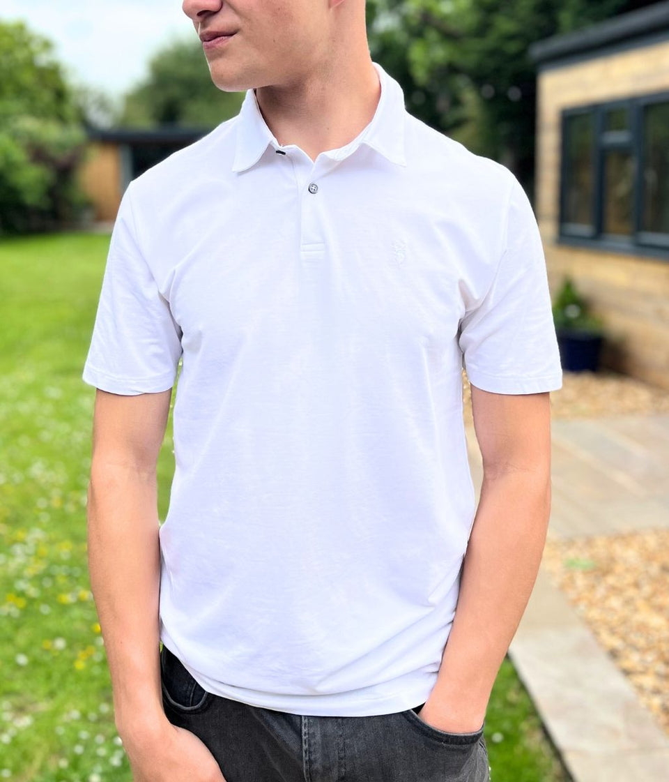 White Mens Jersey Polo Shirt