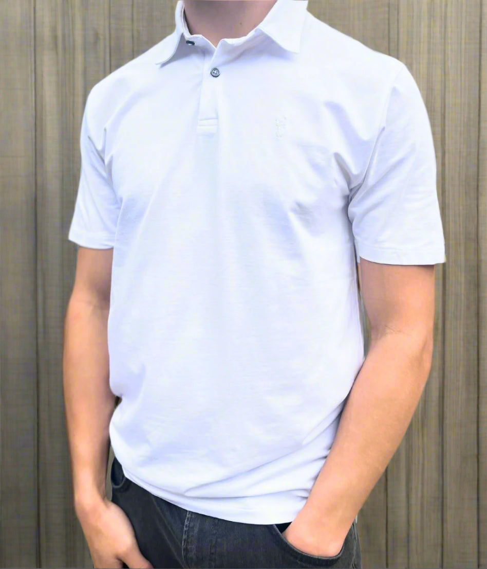 White Mens Jersey Polo Shirt