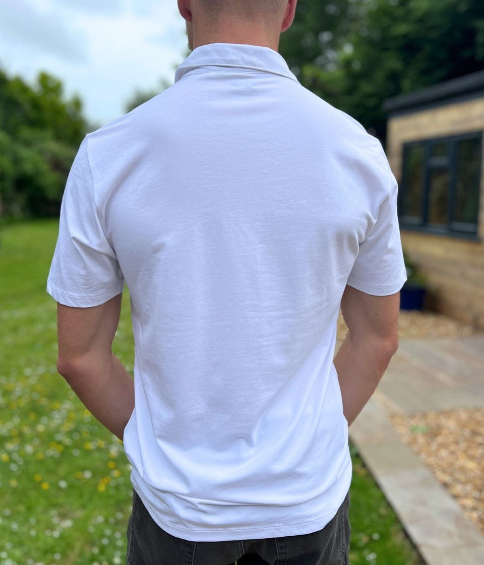 White Mens Jersey Polo Shirt