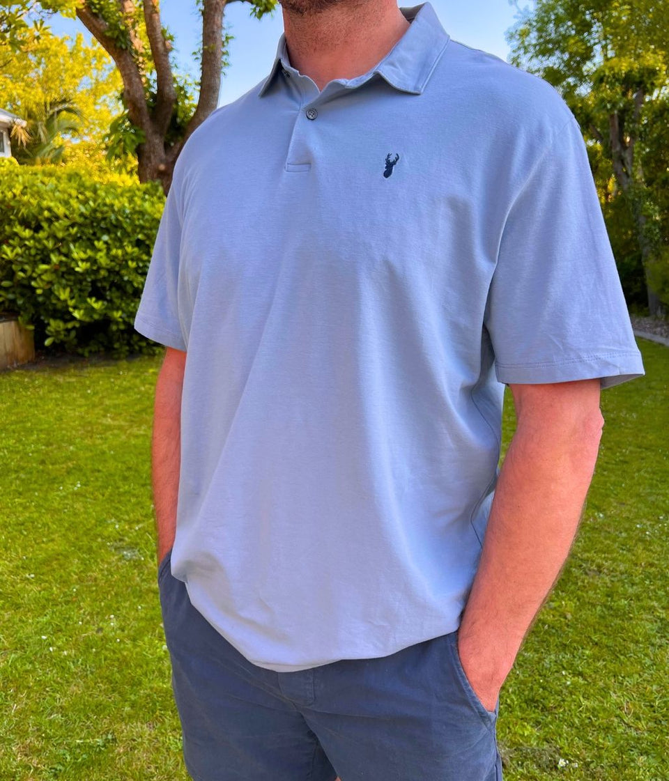 Blue Mens Jersey Polo Shirt