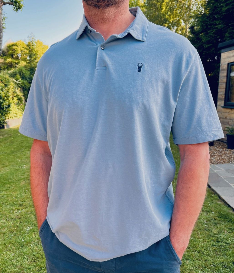 Blue Mens Jersey Polo Shirt