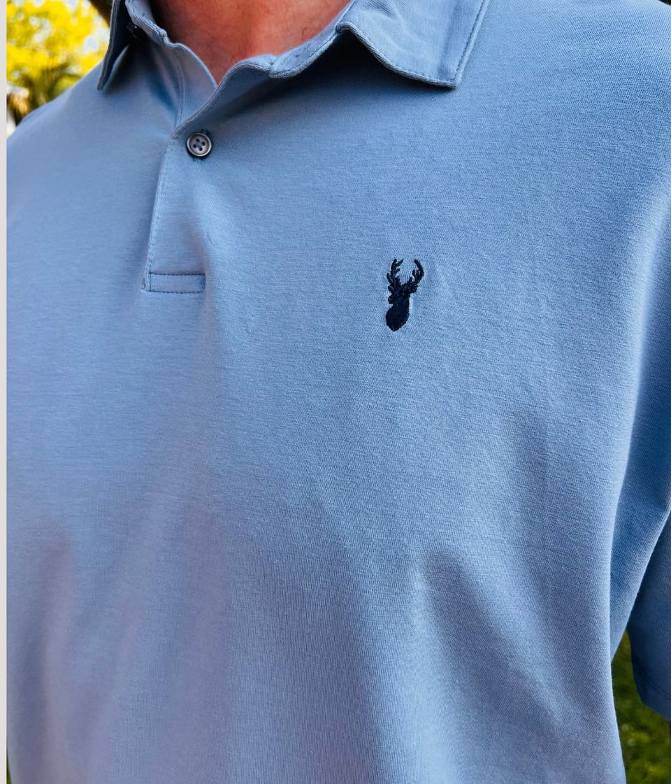 Blue Mens Jersey Polo Shirt