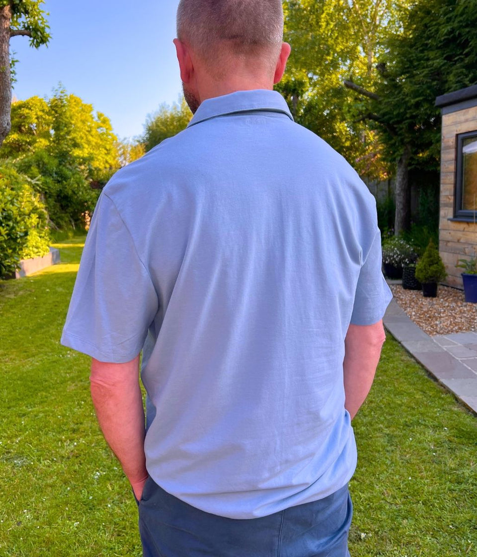 Blue Mens Jersey Polo Shirt