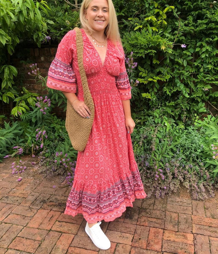 Coral boho outlet dress