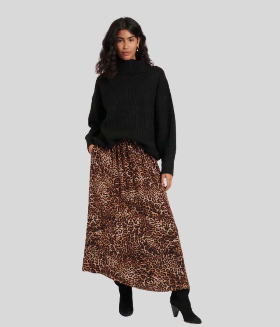 Black Rollneck Longline Knitted Jumper