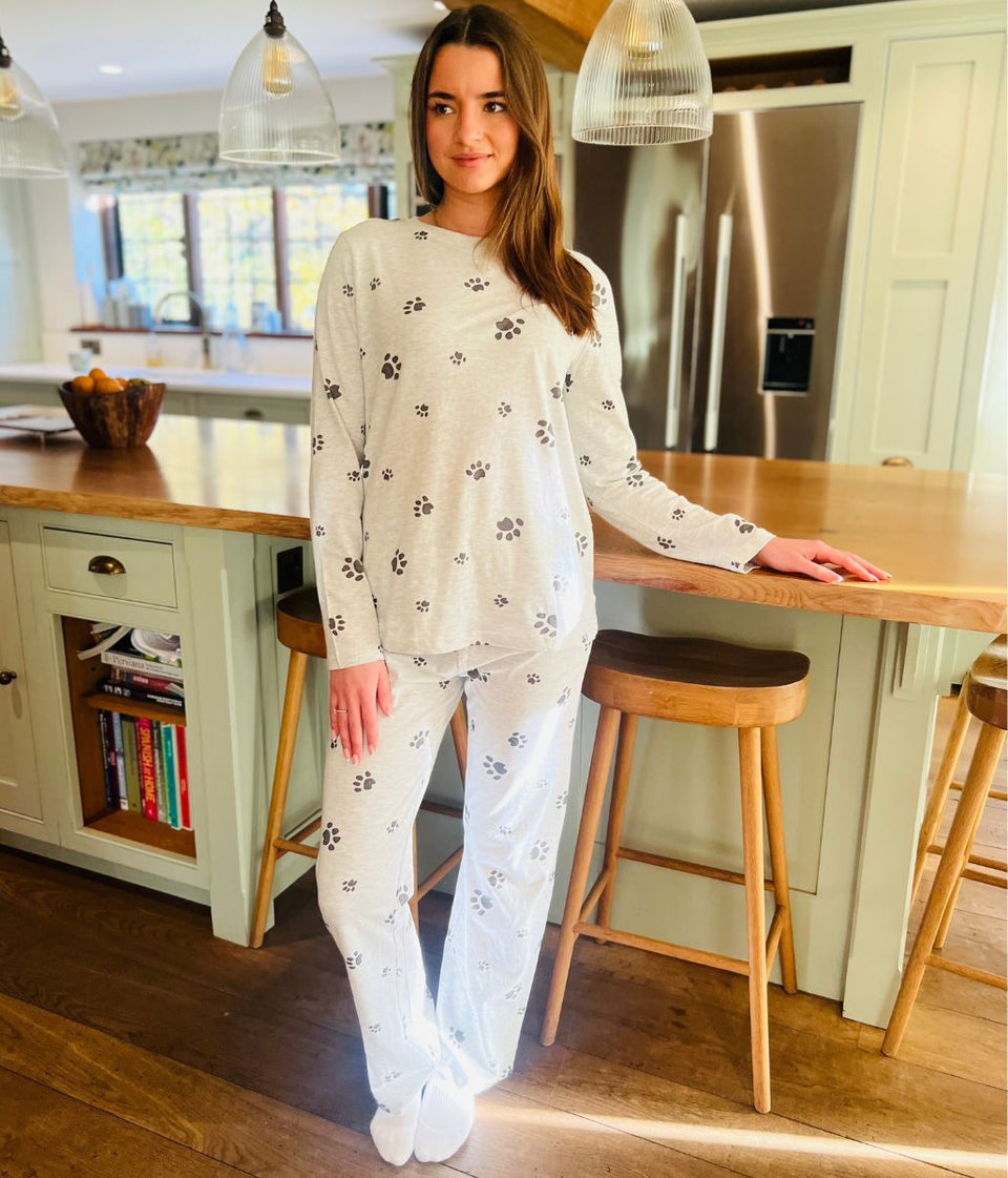 Grey Paw Print Cozee Home Pyjama Set