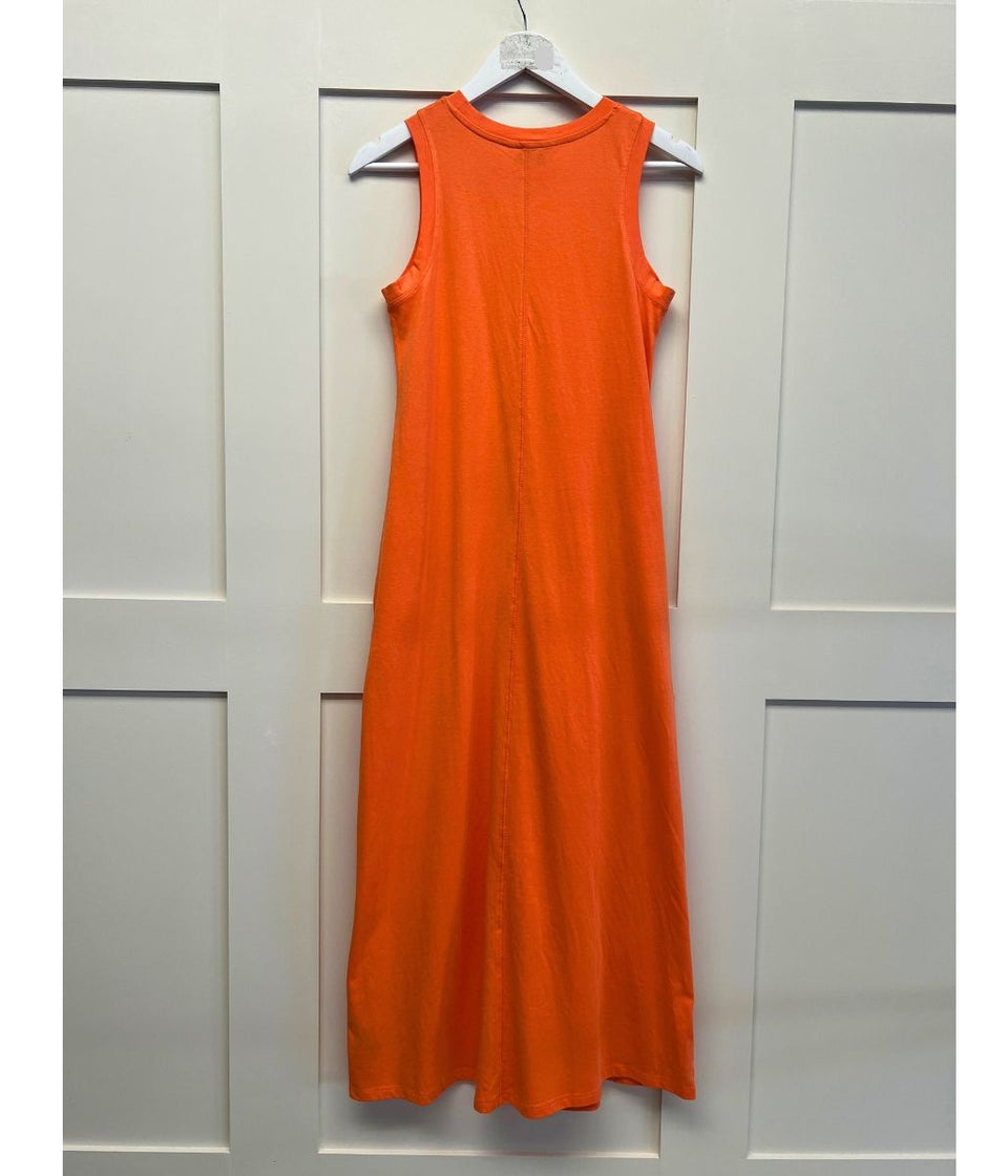 Orange Column Cotton Midi Dress