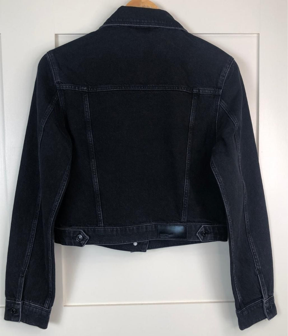 Black denim jacket with studs best sale