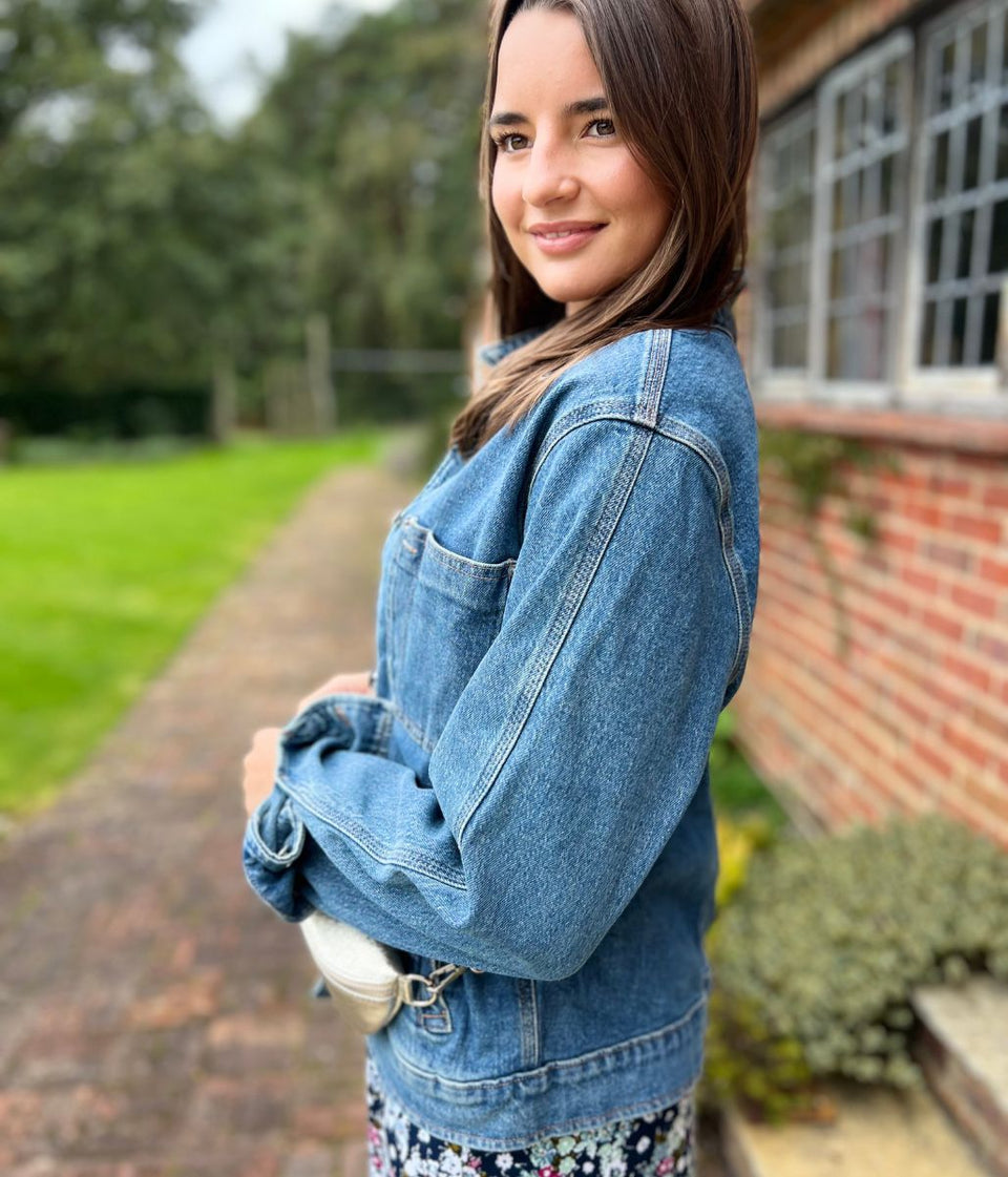 Blue Utility Oversized Style Denim Jacket