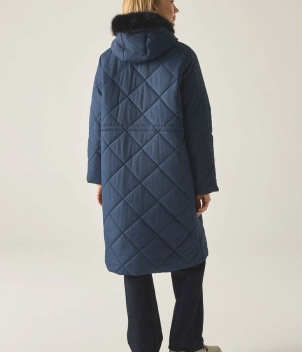 Navy Freyla Quilted Coat