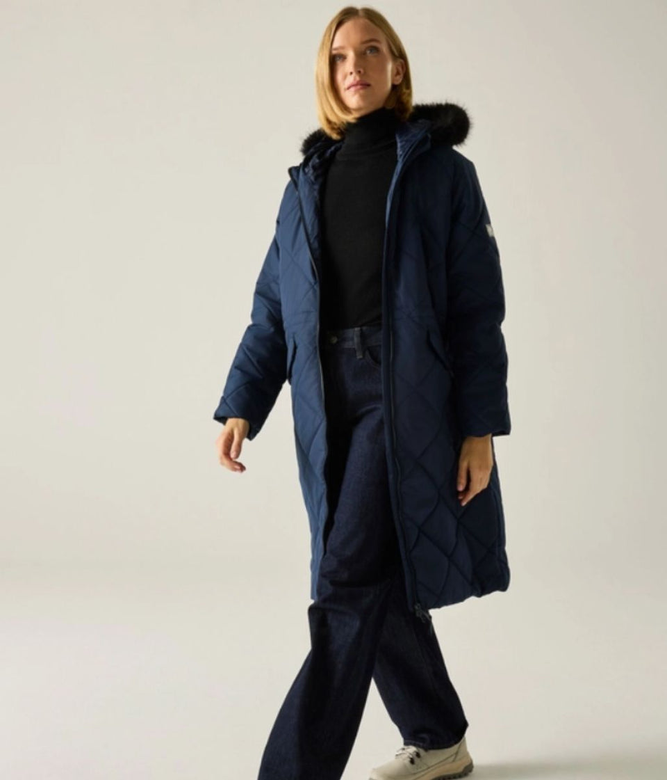 Navy Freyla Quilted Coat