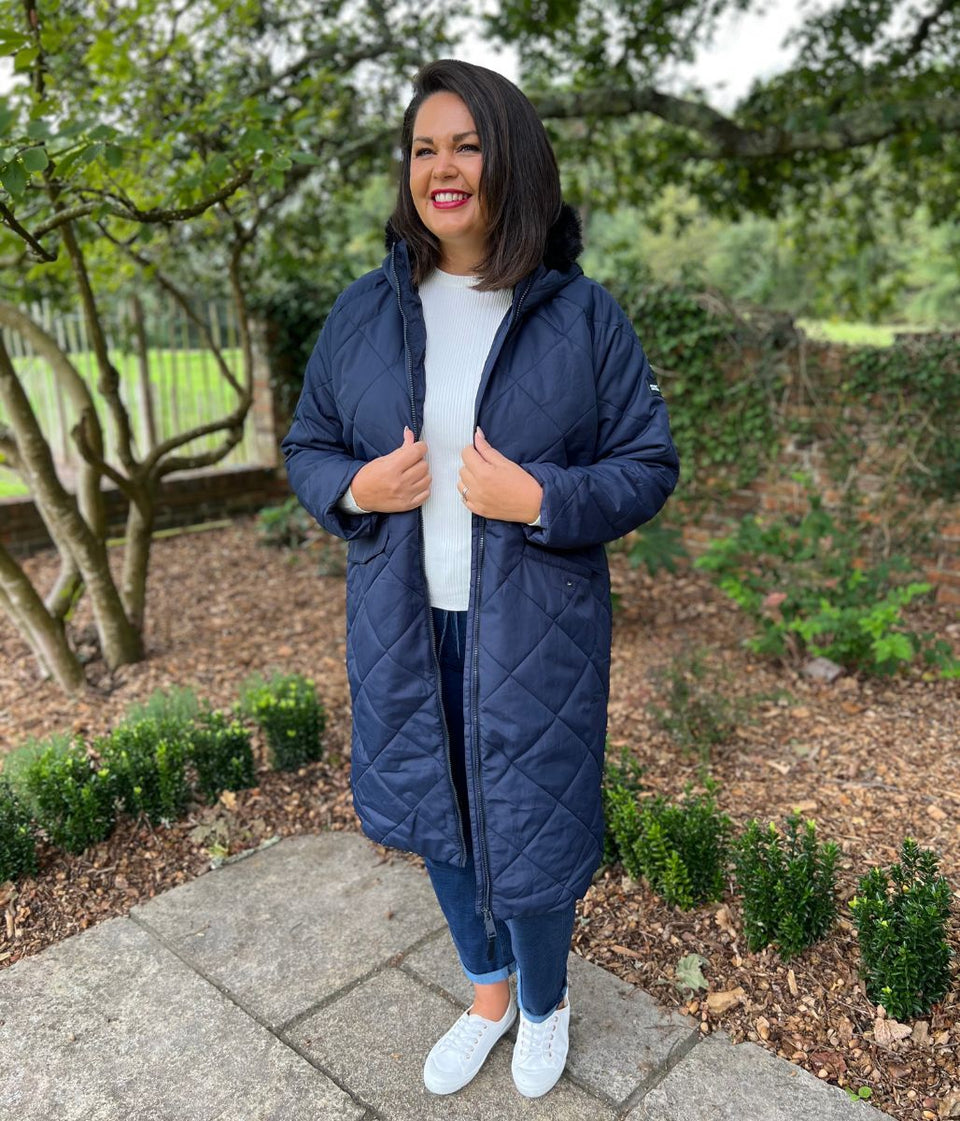 Navy Freyla Quilted Coat