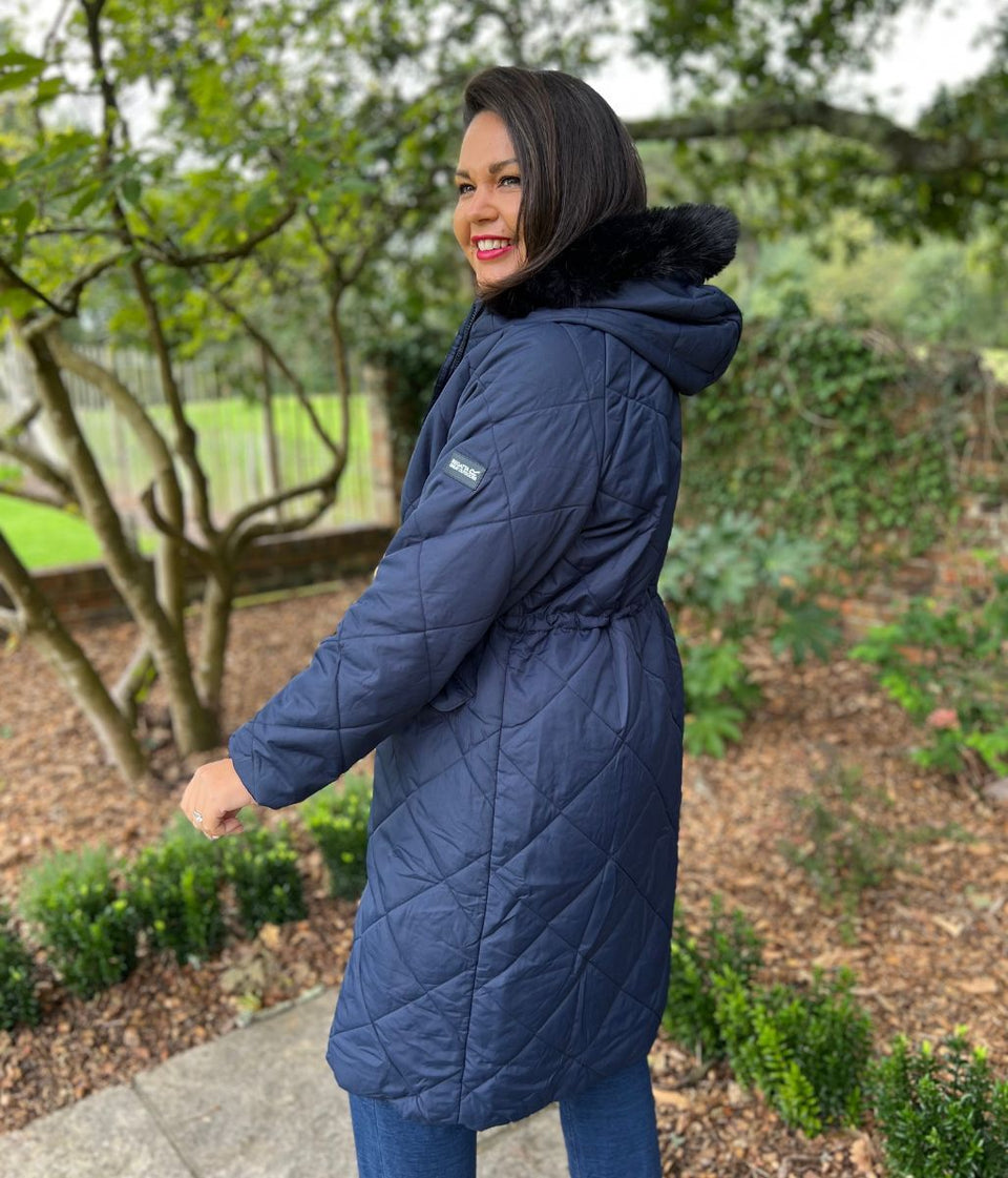 Navy Freyla Quilted Coat