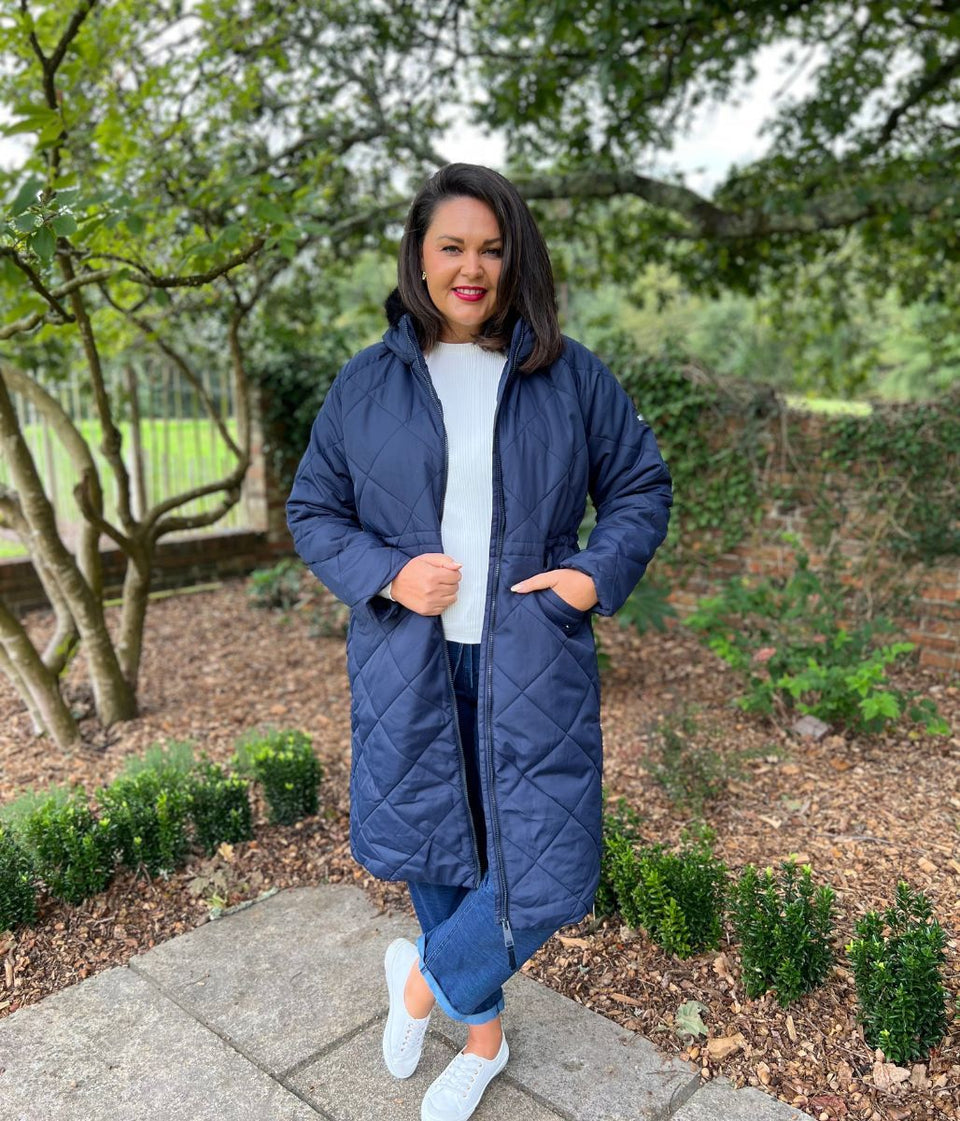 Navy Freyla Quilted Coat