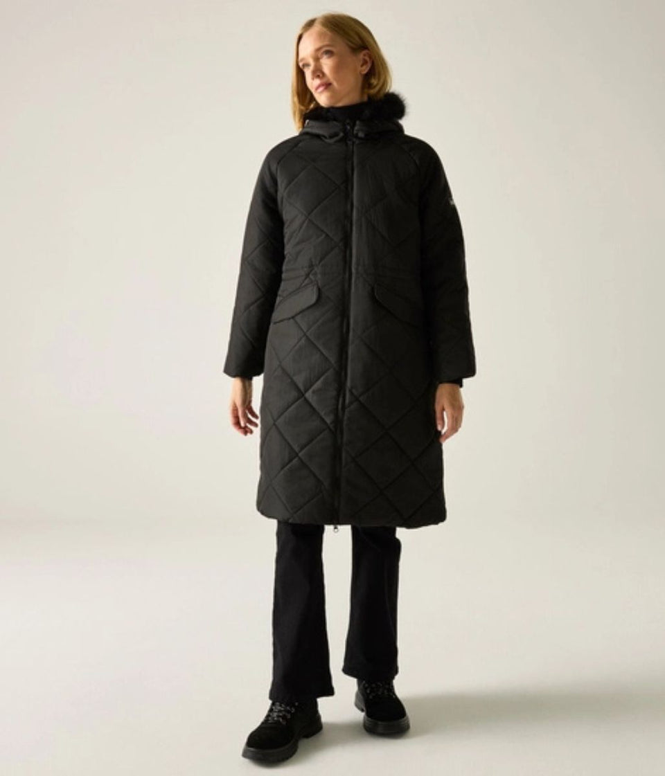 Black Freyla Quilted Coat