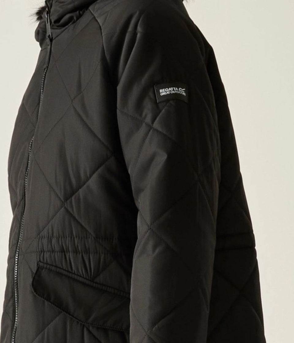 Black Freyla Quilted Coat