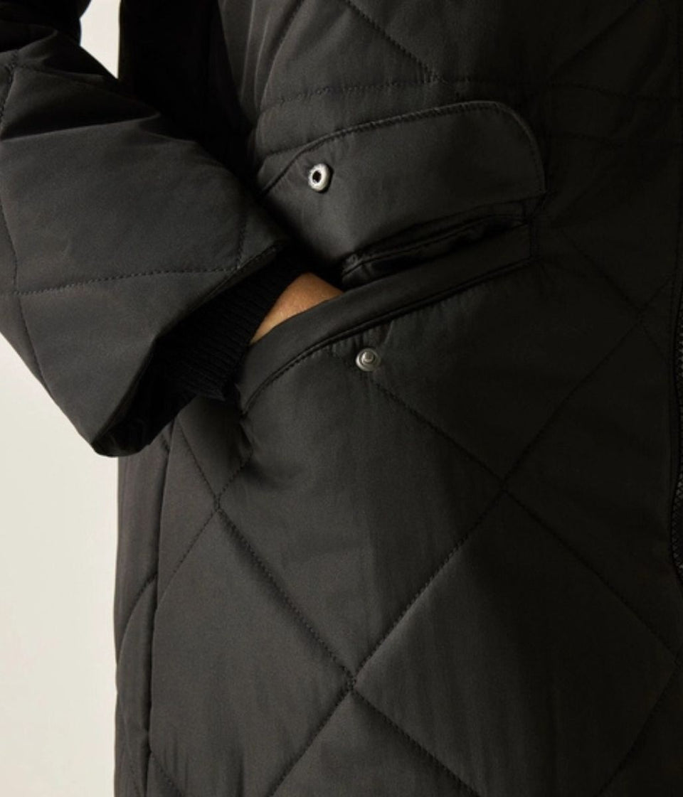 Black Freyla Quilted Coat