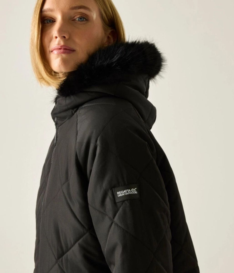 Black Freyla Quilted Coat