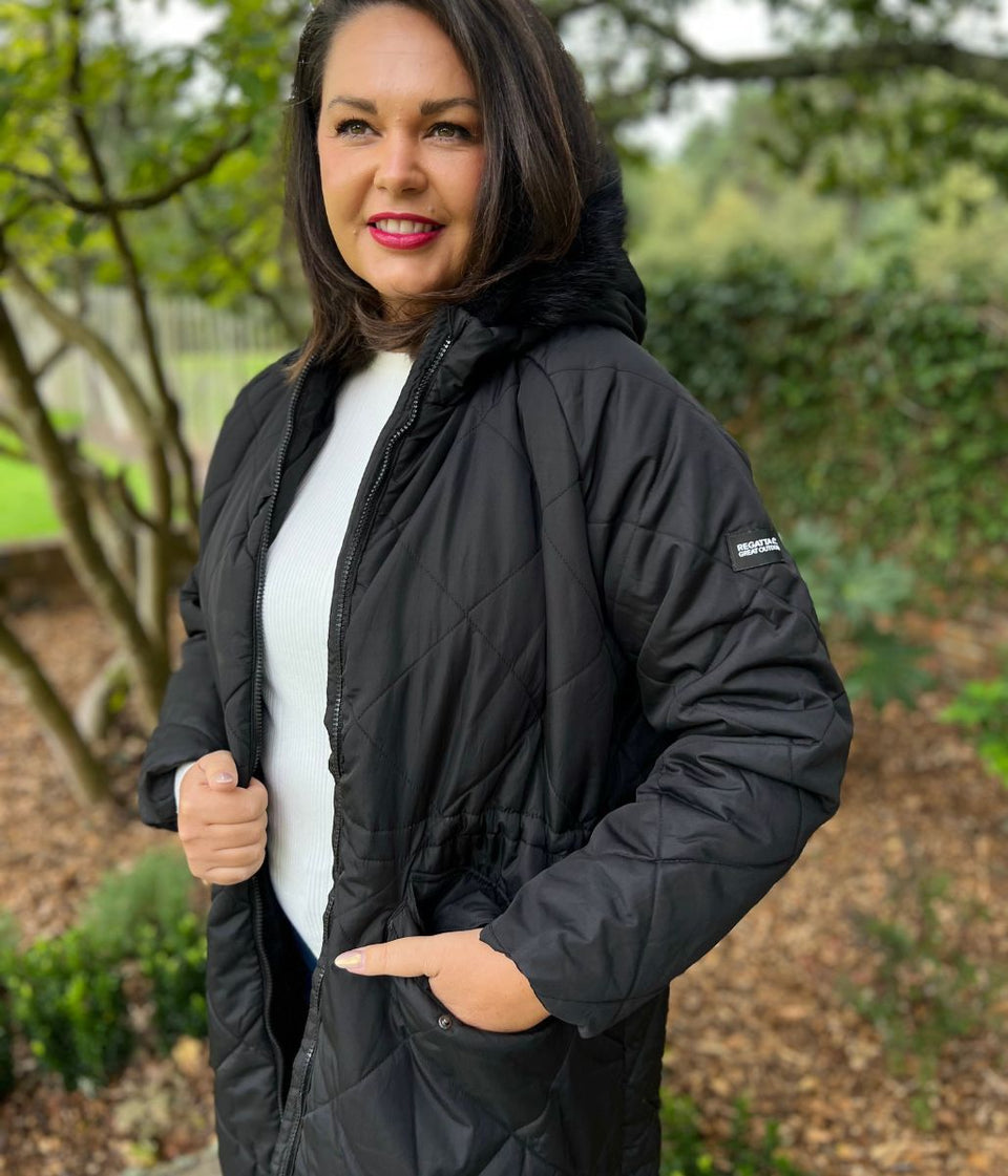 Black Freyla Quilted Coat