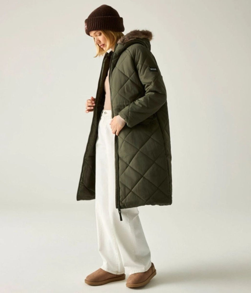 Khaki Freyla Quilted Coat