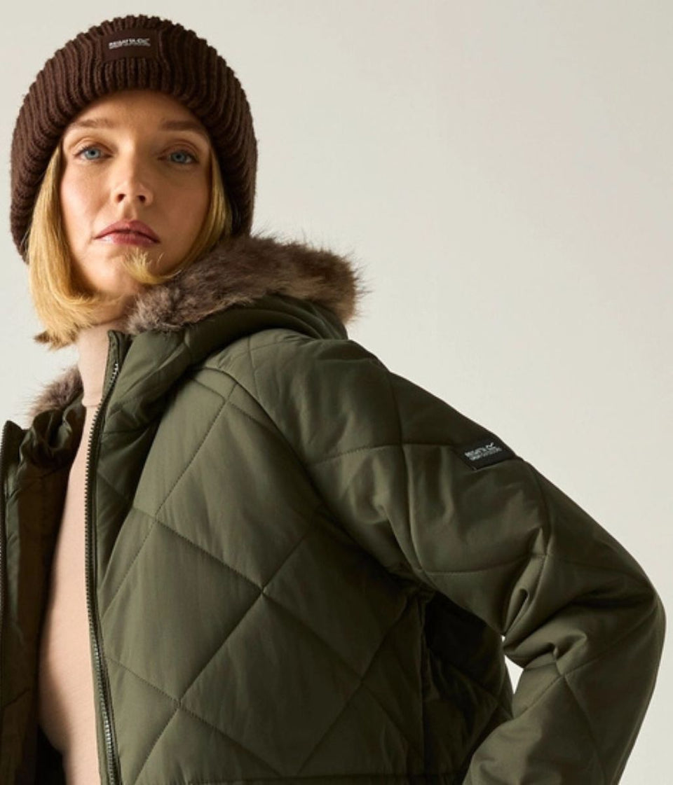 Khaki Freyla Quilted Coat
