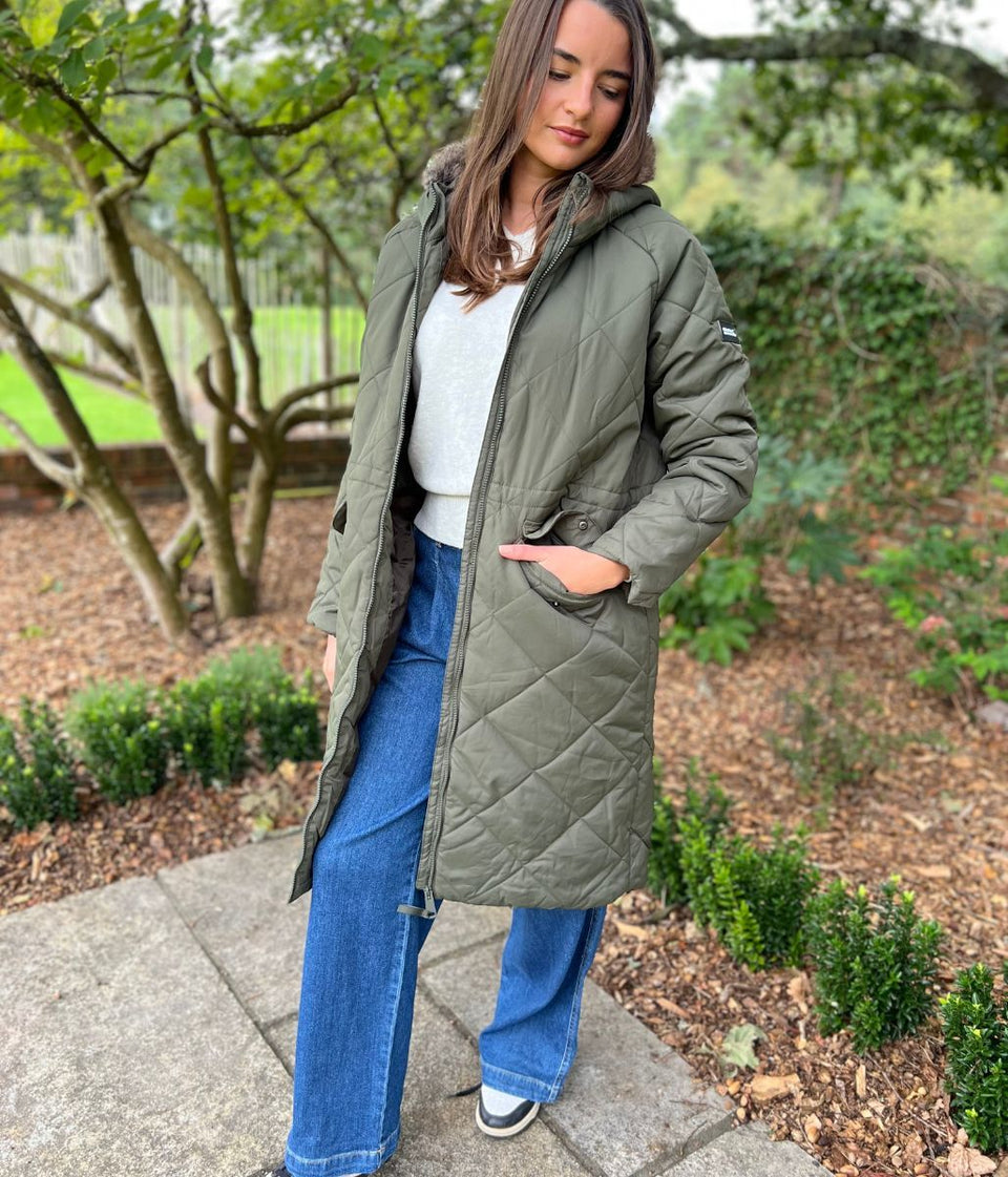 Khaki Freyla Quilted Coat