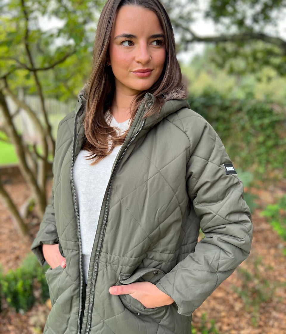 Khaki Freyla Quilted Coat