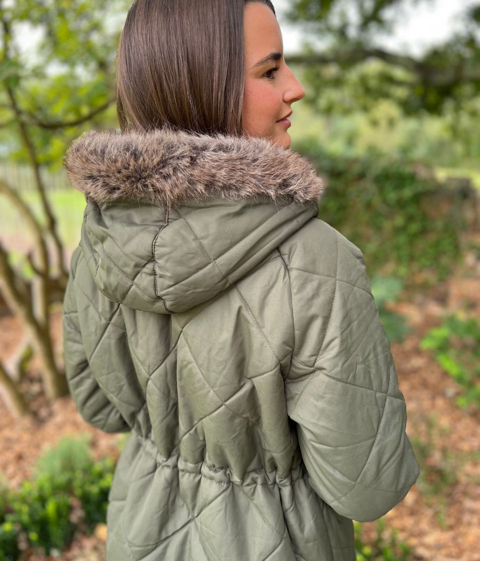Khaki Freyla Quilted Coat