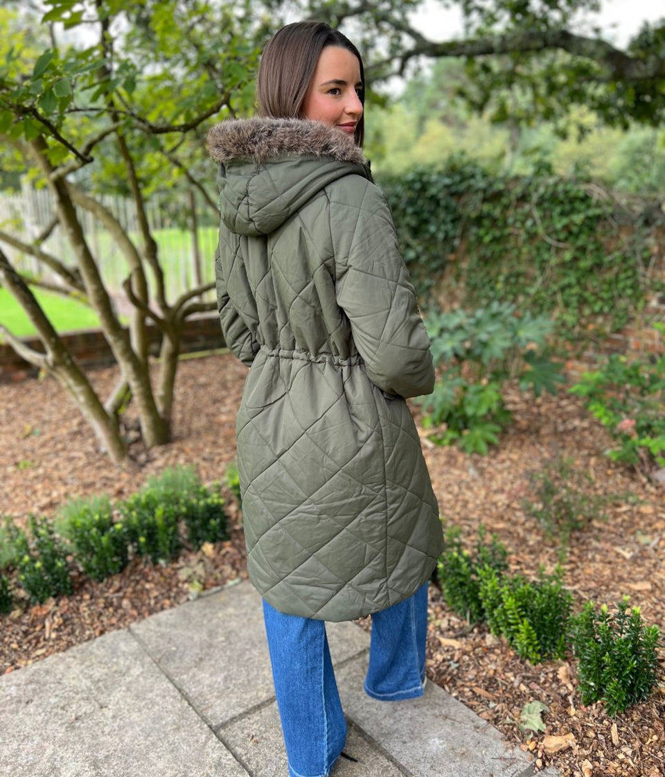 Khaki Freyla Quilted Coat
